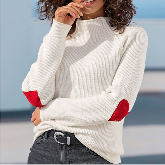 Lascana Elbow Heart Sweater, creamy white, size 8/10 - Picture 2 of 13